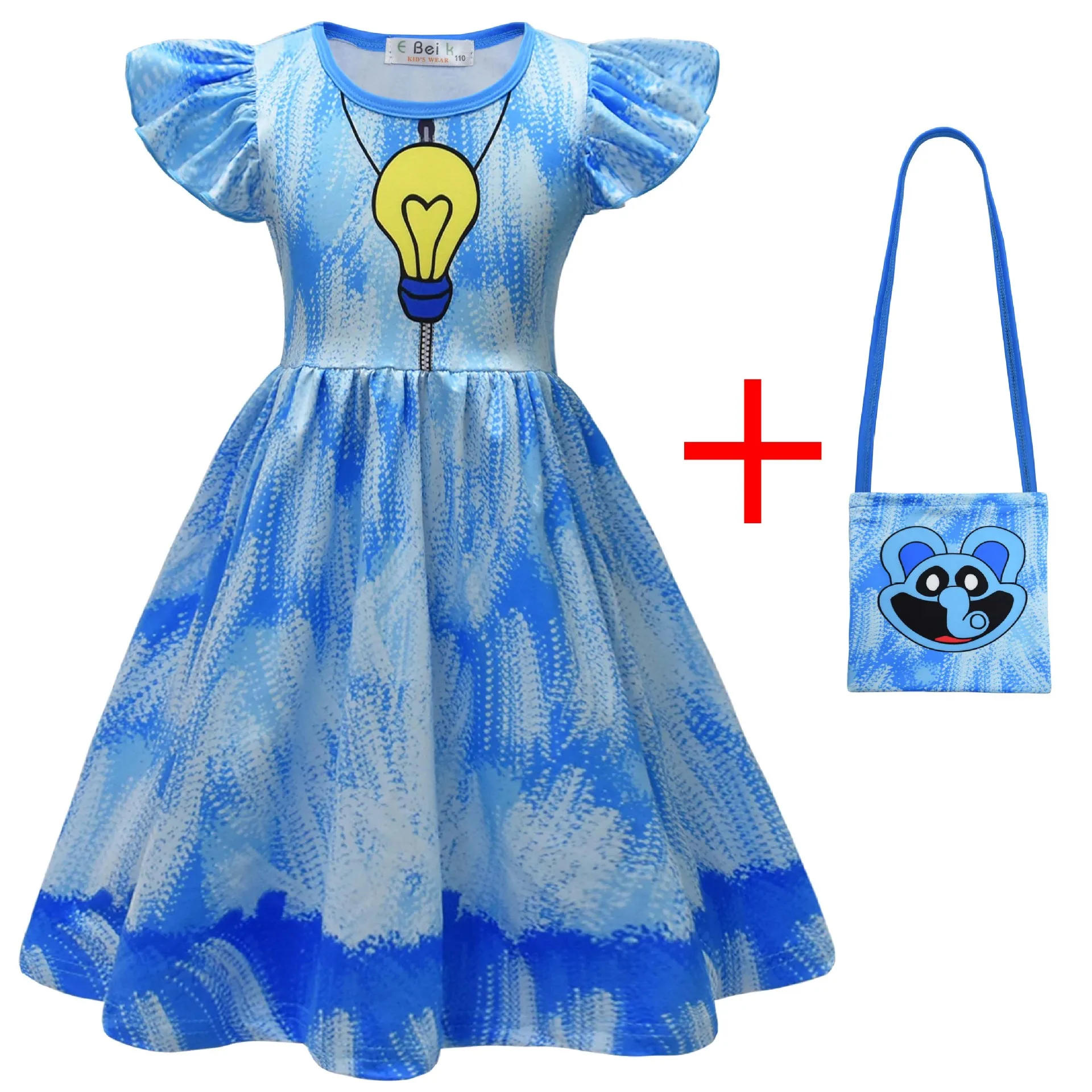 thumbnail image 1 of Smiling Critters Catnap Vestido para niñas pequeñas Ropa para el día del perro y la siesta para gatos Disfraz de cosplay para niños Vestido casual de verano con mangas abullonadas + Bolsa, 1 of 5
