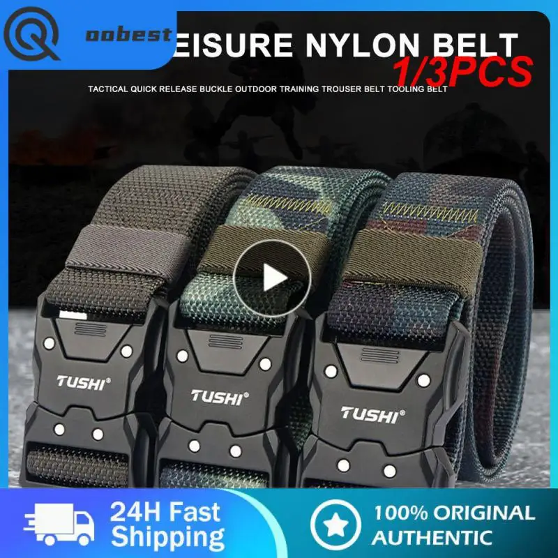 

1/3PCS Men's Belt Army Outdoor Hunting Quick Release Buckle Outdoor Military Training Pants Belt Sports Hunting Tactical