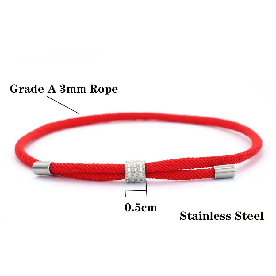 Stainless Steel Red Thread Bracelet for Men and Women