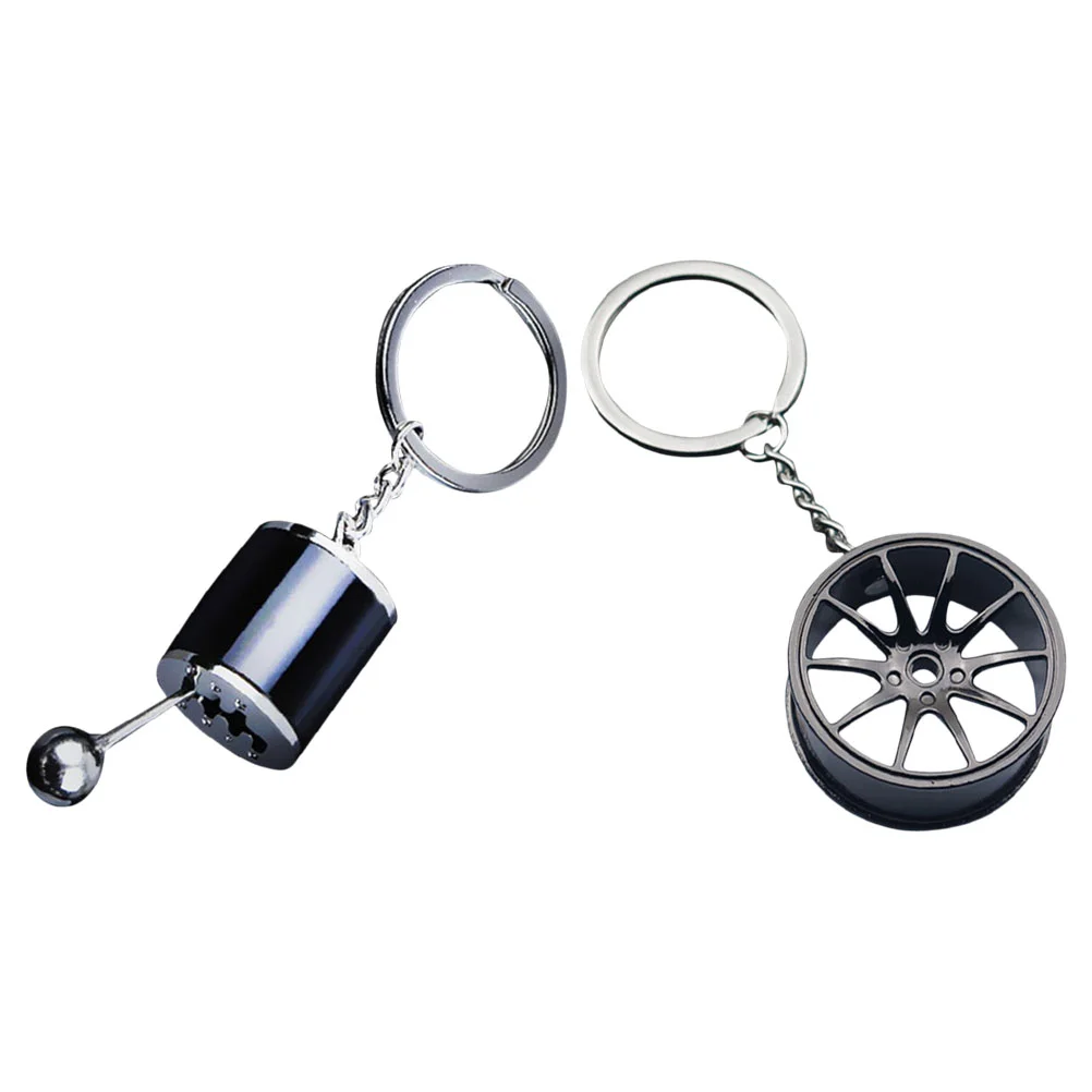 

2 Pcs Creative Key Chain Ring Car Keychain Hub Wallet Accessories for Men Bulk Chains Metal Gear Shifter Man