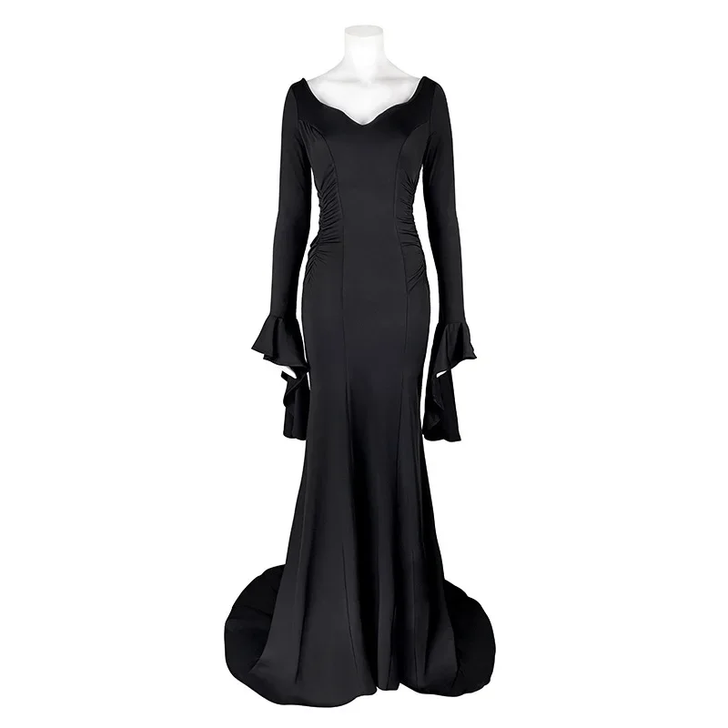 Addigs Sunday Morticia Addams Costume Cosplay Halloween Sexy Dress Parrucca Donne Adulte Punk Gothic Witch Lace Up Slim Gown Dress
