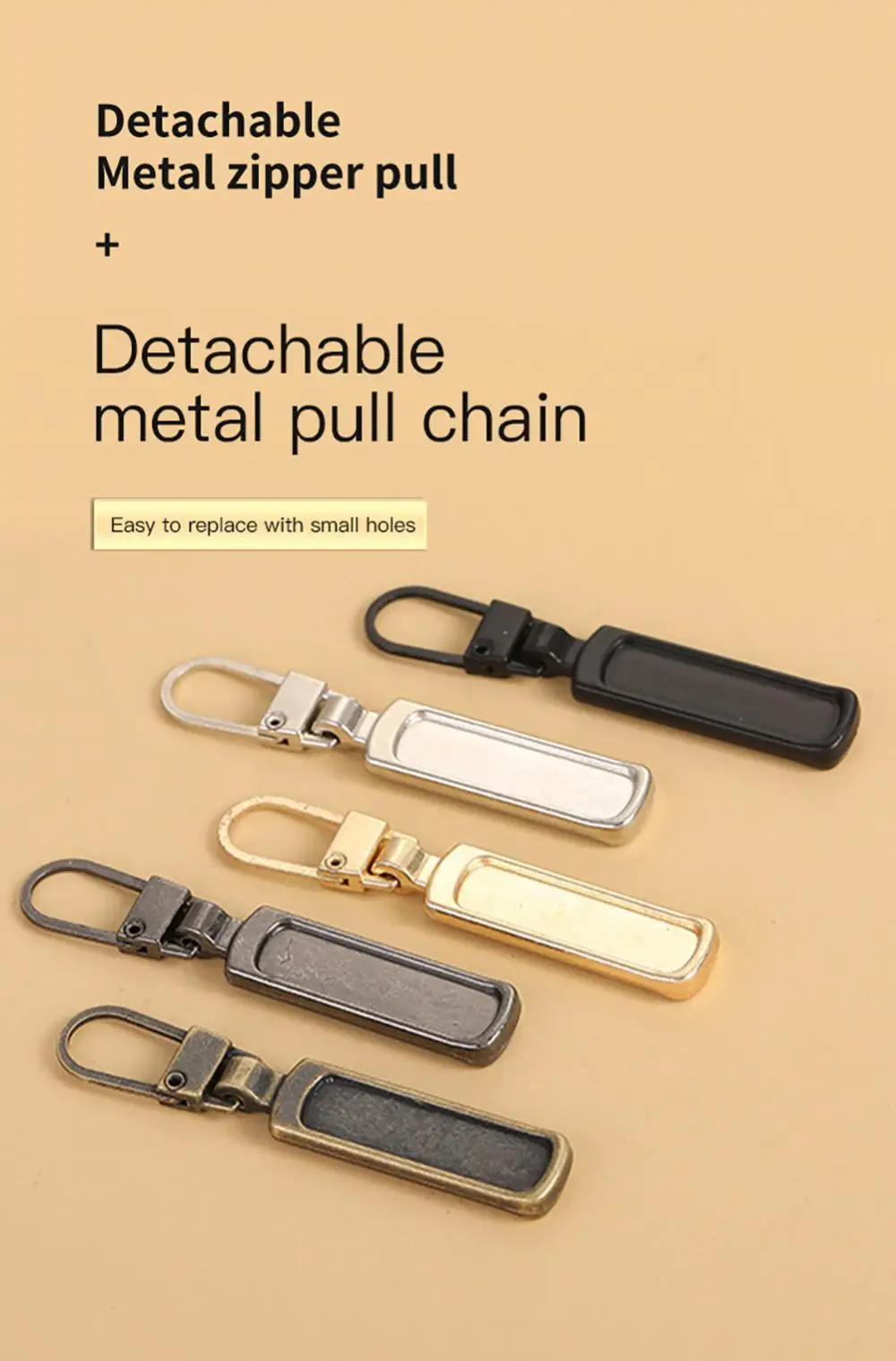 Description Picture 6 of itemRemovable Zippers Puller Luggage Suitcase Bag Zip Coat Clothes Metal Zipper Pendant Pull Tab Zipper Slider DIY Sewing Accessory