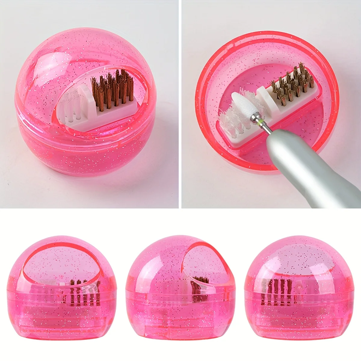 Nail Drill Bit Cleaning Brush Copper Wire Remove Dust Cleaning Case Soft Hard Drill Grinding Head Brush Cleaner Nail Art Tools - 2