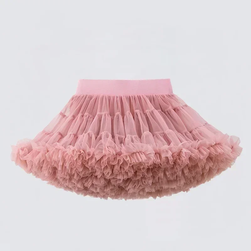 1-8T Lace Skirt Girls Fluffy Chiffon Pettiskirt Solid Colors Tutu Skirts Girl Dance Skirt Christmas Tulle Petticoat Tulle B062 2