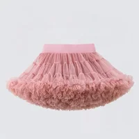 1-8T Lace Skirt Girls Fluffy Chiffon Pettiskirt Solid Colors Tutu Skirts Girl Dance Skirt Christmas Tulle Petticoat Tulle B062 2