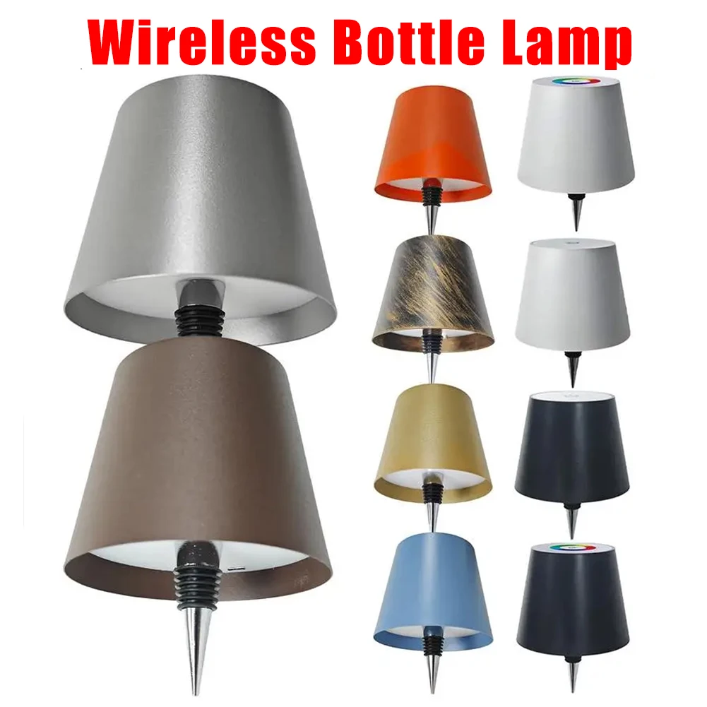 Wireless Bottle Lamp LED Night Light For Wine Bottle Rechargeable Touch Control 3 Light Colors Bedside Lamps For Restaurant Bar