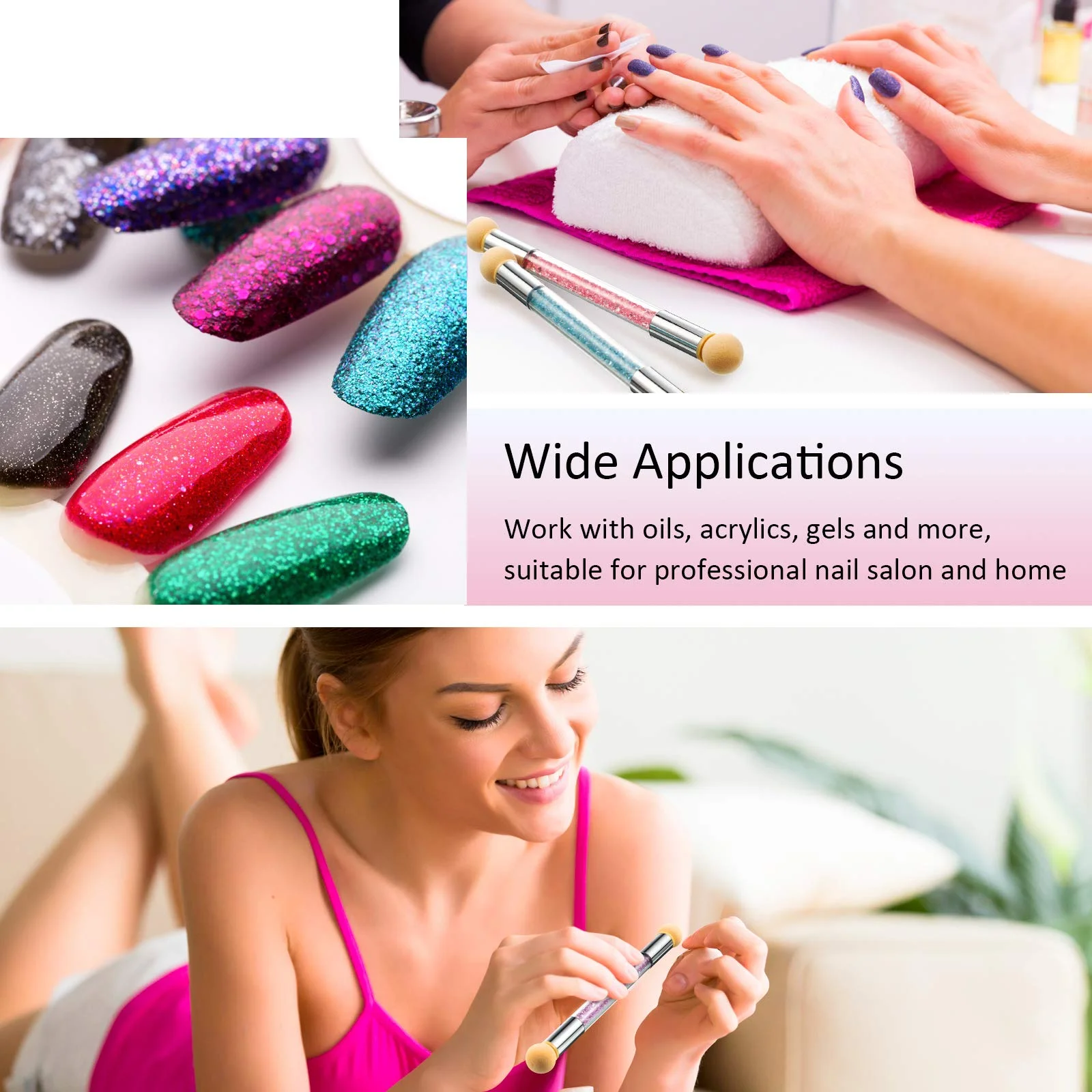 Sponge Nail Brush Picking Dotting Gradient Pen Brush Double Head Sponge Nail Brush Handle Acrylic Nail Painting Brush 6