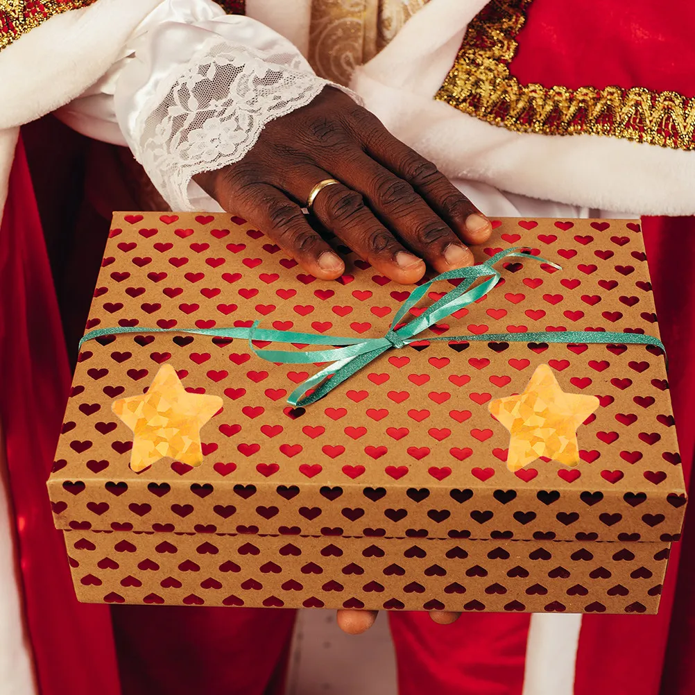 2 롤 잔여물 없는 자체 접착 스타 스티커 파티 선물용 장식 씰 스티커 베이킹 포장 봉투 씰링 선물