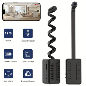 Telecamera WiFi Wireless con Rilevamento di Movimento, Videocamera di Sorveglianza con Supporto per Visualizzazione Remota, Mini Telecamera HD 1080P, Registratore Video