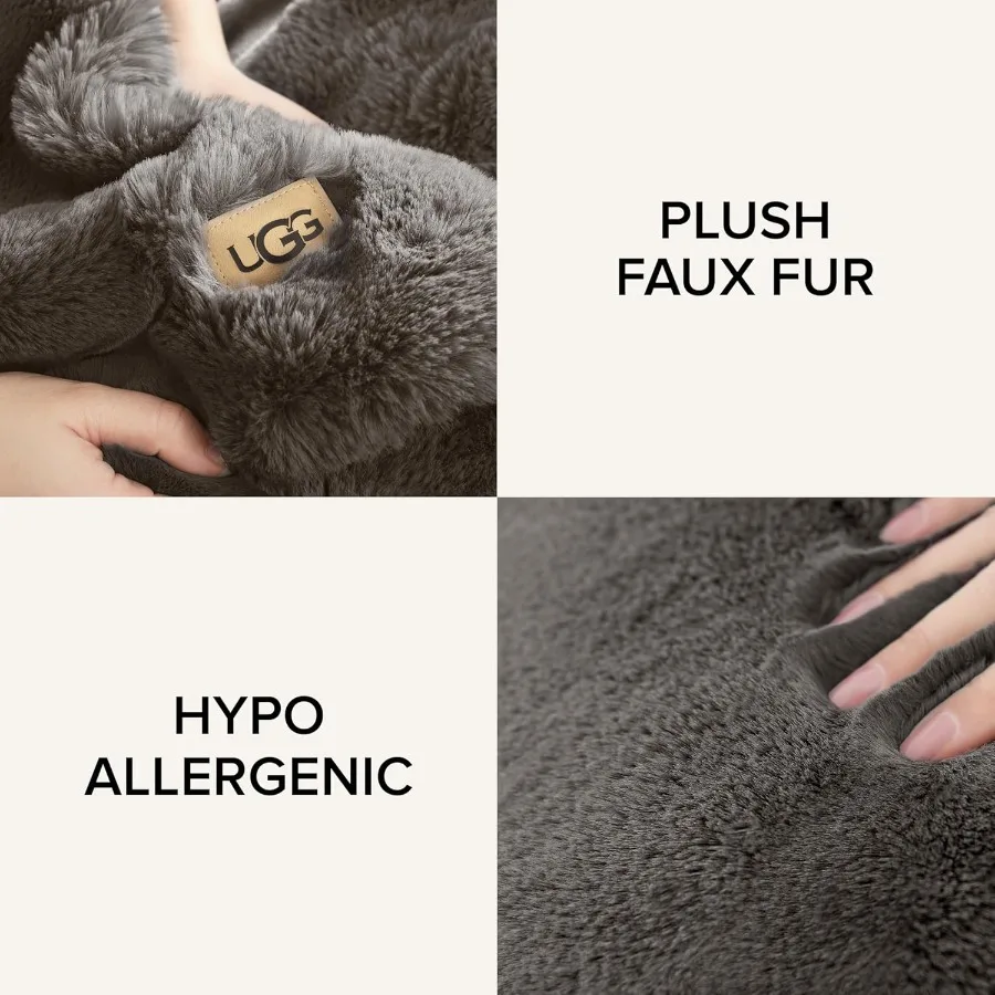 Euphoria Plush Faux Fur Throw Blanket Medium Weight Reversible Luxury Soft Throw for Couch Bed or Chair Hypoallergenic Machine