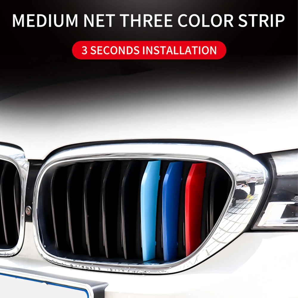 Kaufe 3 Stück Auto 3D M Styling Kühlergrill Zierleiste Stoßstangenabdeckung  Streifen Streifen Aufkleber Abdeckung für BMW 3er E36 E46 E90 F30 F34 G20