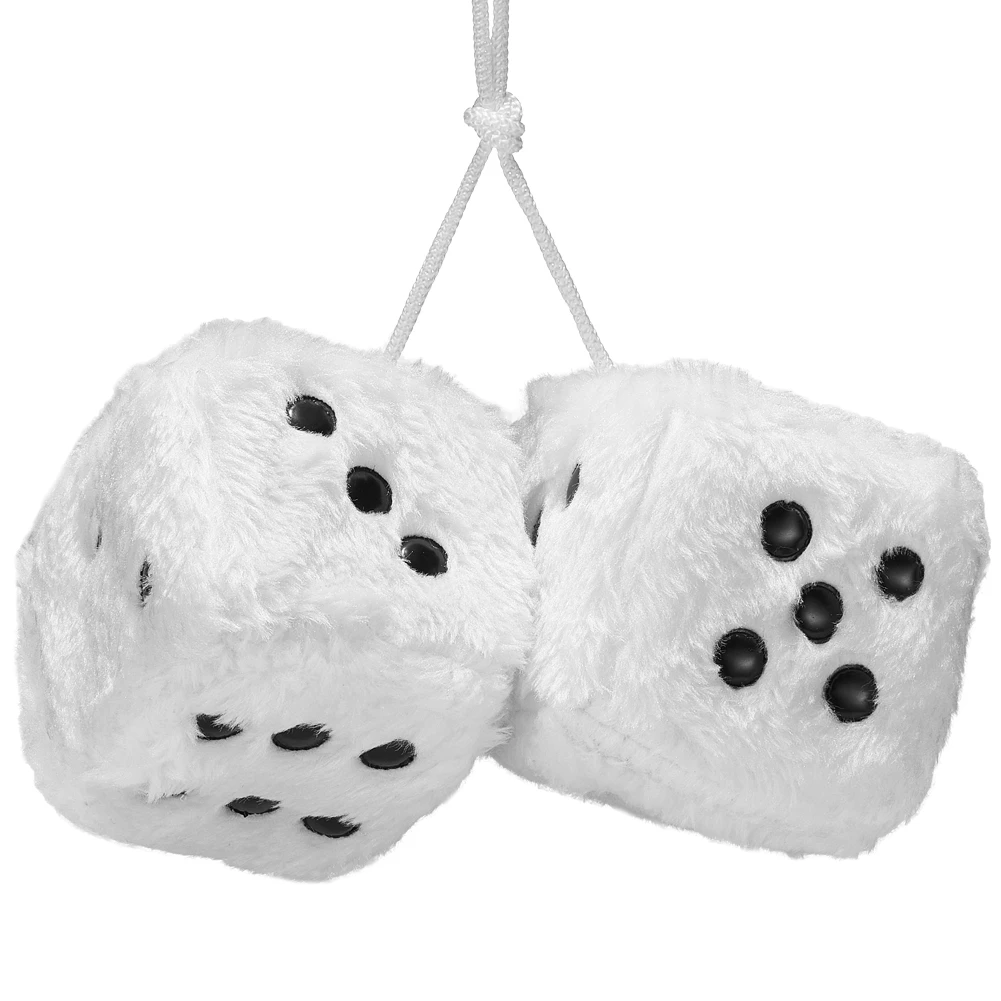 Plüschwürfel EIN Paar Aufhängen Fuzzy Plüsch Würfel 7cm Fuzzy Dice Hanging  Charm Auto Auto Rückspiegel Hanging Zubehör für Auto Dekoration für Auto