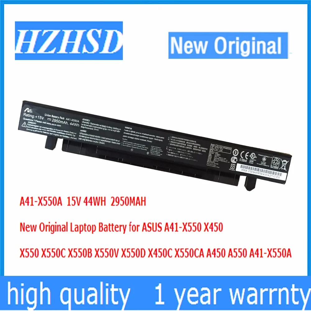 

15V 44WH 2950MAH New Original A41-X550A Laptop Battery for ASUS X450 X550 X550C X550B X550V X550D X450C X550CA A450