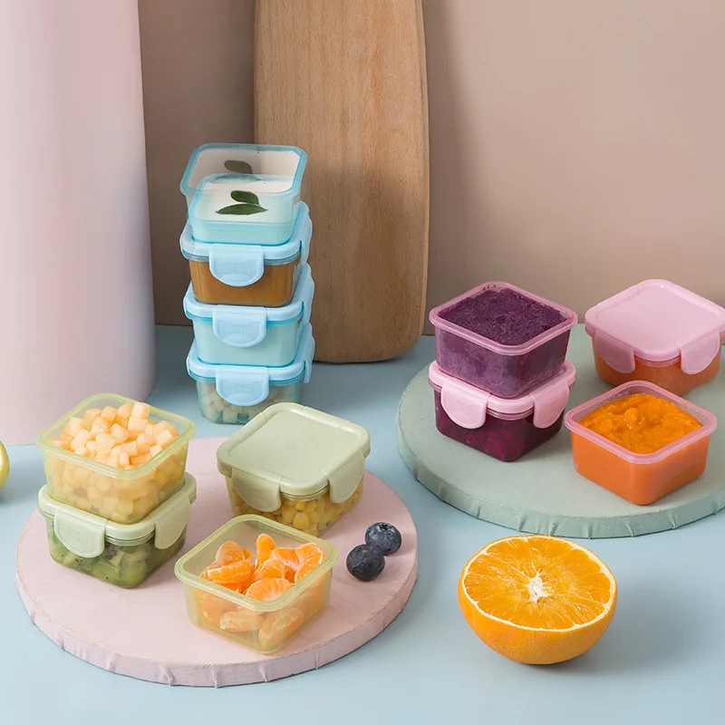 

4Pcs Mini Baby Food Storage Containers Baby Learning Dishes Extra Bowl Household Portable Sealed Storage Box Can BPA Free