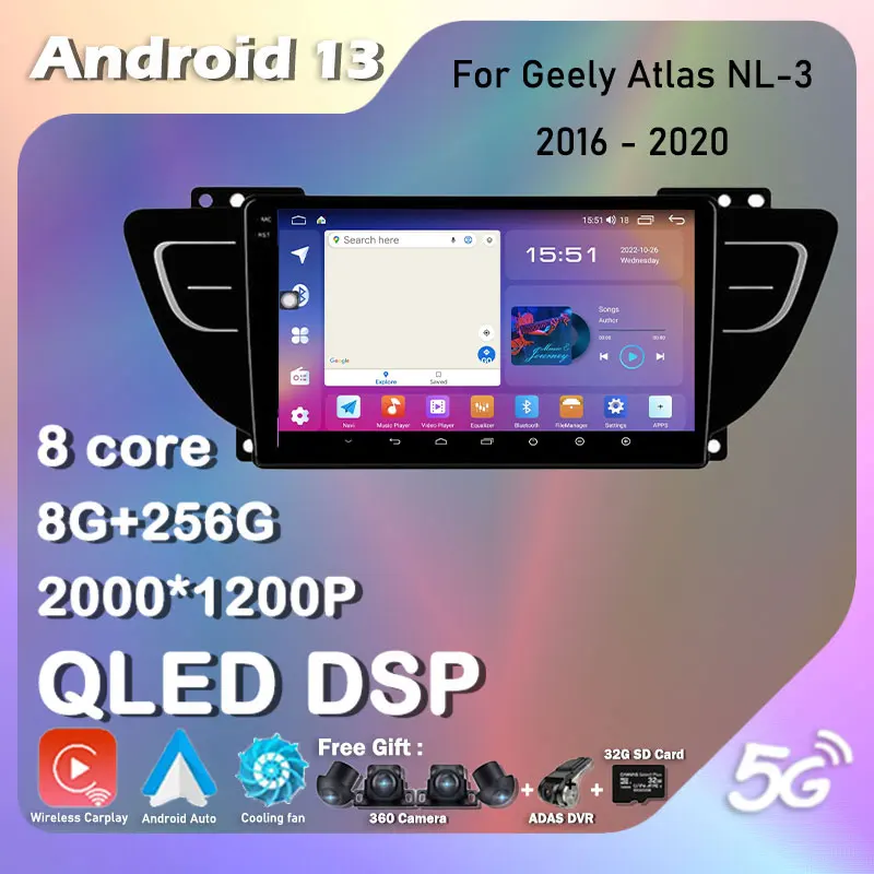 

4G LTE For Geely Atlas NL-3 2016 - 2020 Car Radio Multimedia Video Player Navigation stereo GPS Android 13 No 2din 2 din dvd
