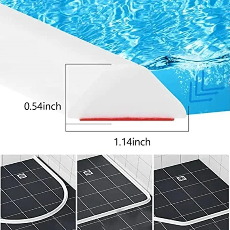 Self-adhesive Bathroom Water Retaining Strip Countertop Water Stopper Bendable Dry Wet Separation Blocker Shower Barrier Dam