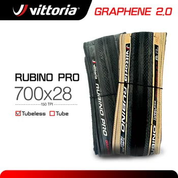 Pneumatico da strada Vittoria RUBINO PRO 700×28 Grafene 2.0 Pneumatici pieghevoli Tubeless/Clincher 150TPI per competizione di biciclette da strada 700X28C