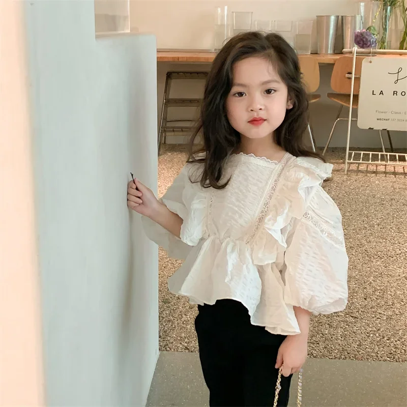 여아용  코트 블라우스 코트 재킷, 아웃웨어, 화이트 용수철, 여름 오버코트, 탑 가디건, 야외 해변 파티, 어린이 옷, 2024