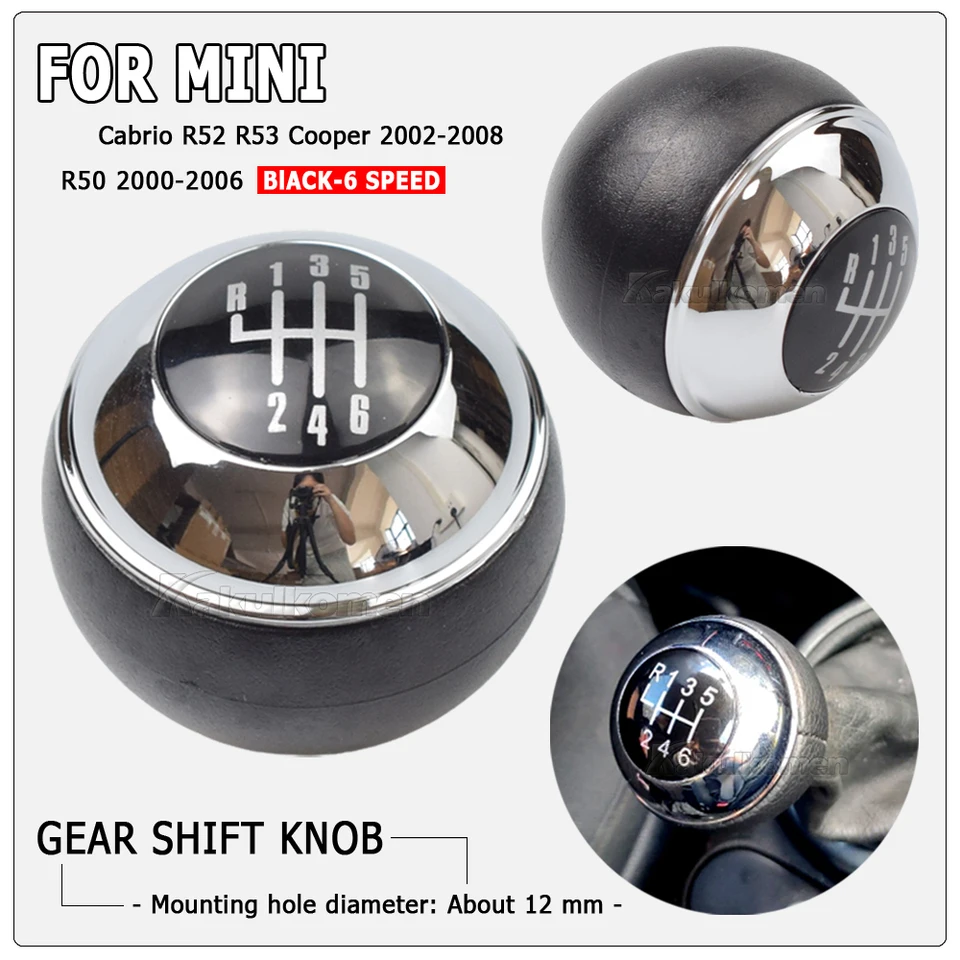 Versnellingen Schakelpook Voor Mini R50 2000-2006 Voor Cabrio R52 R53 Voor Cooper 2002-2008 5/6 Speed ​​Pookknop Auto Pookknop Auto Pookknop (Maat : BLACK 5 SPEED