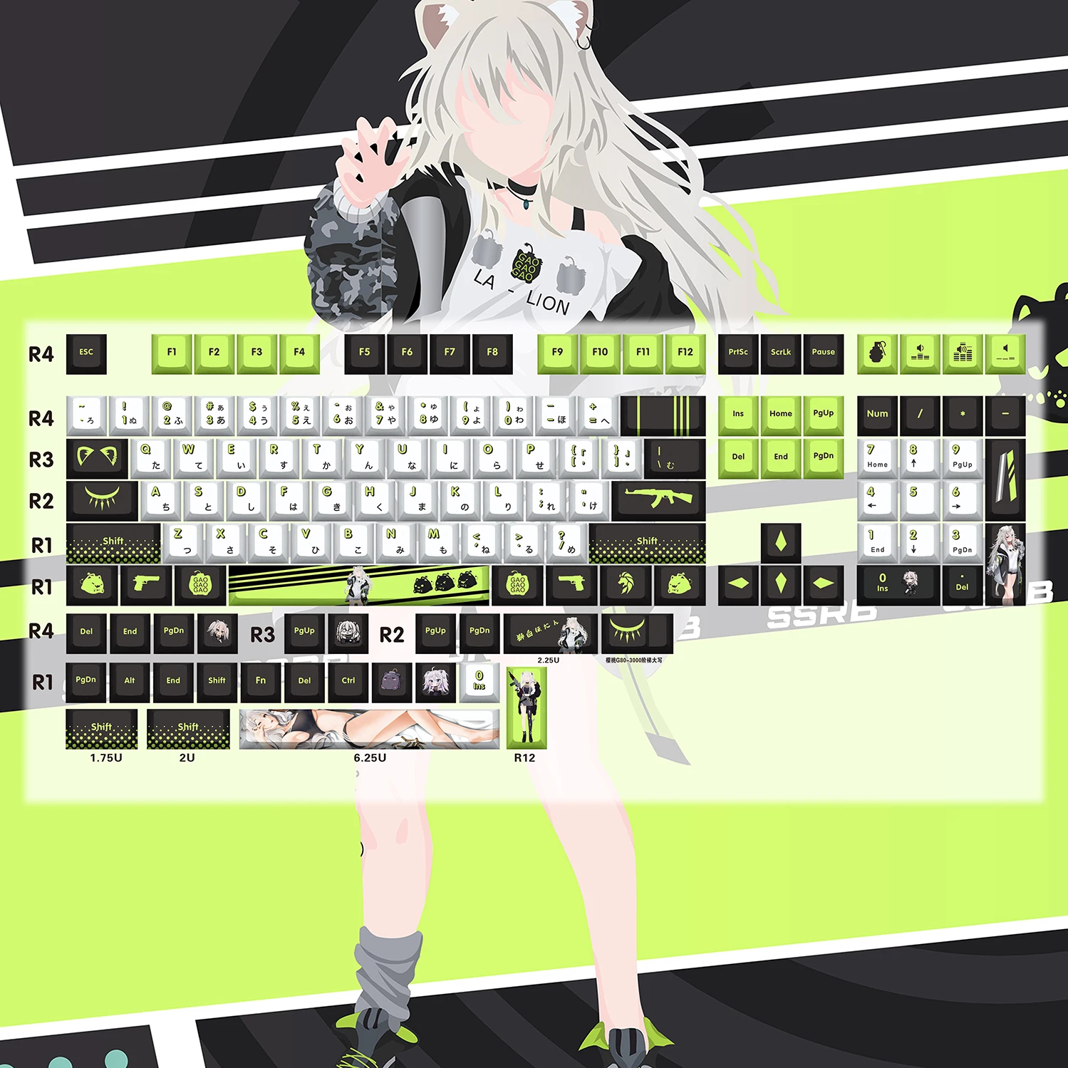 Shishiro Botan-hololive Vtuber Key Cover Pbt Dye Sublimação Cereja mx Cruz Eixo Switch Keycap Teclado Mecânico