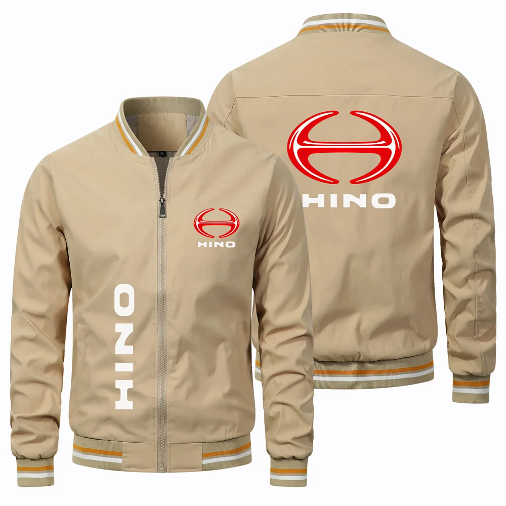HINO Printed Jacket Spring and Autumn Men's New Baseball Jacket Round Neck Threaded Closure Top Coat Men's Oversized S-4XL