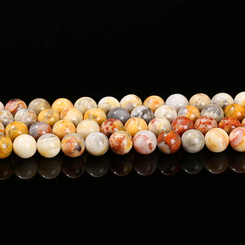 Natural Stone Crazy Lace Agate Bead Round Loose Spacer 4 6 8 10mm Beads For Jewelry Making Diy Necklace Bracelet Accessory 15"