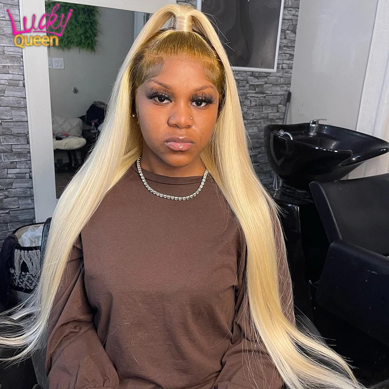 

HD Blonde Human Hair Wigs Ombre Brown Root 4/613 Straight Transparent Lace Front Wig Pre Plucked 13X4 13X6 Frontal Wig For Women