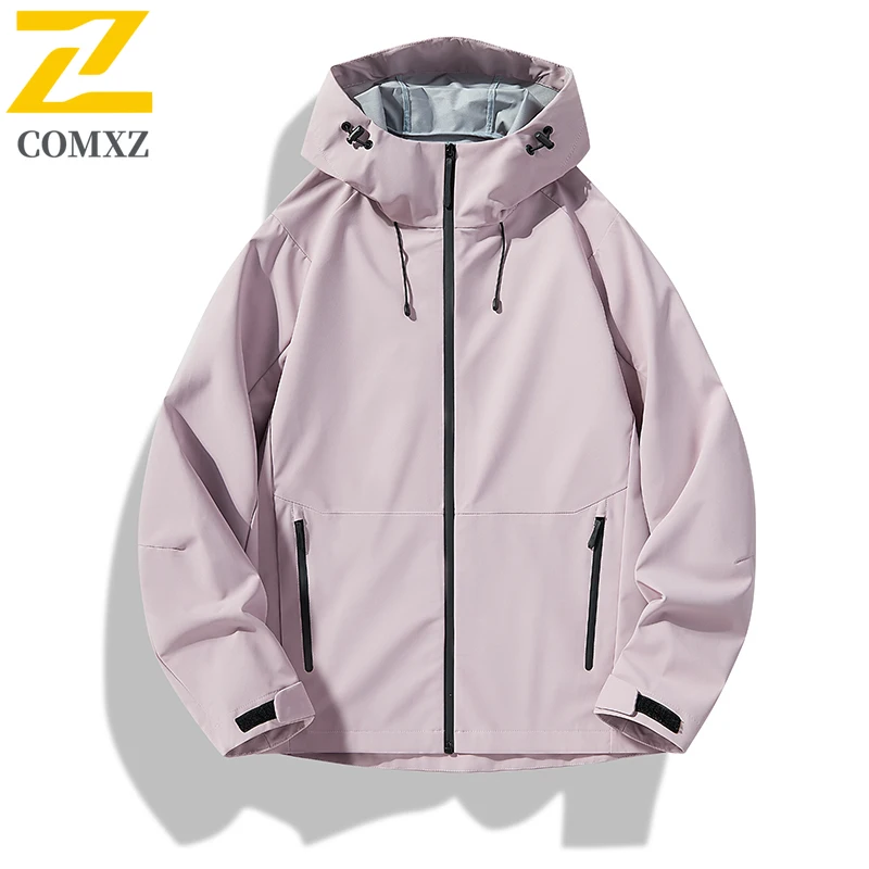 Men HardShell Jacket Windproof Waterproof American style Spring Autumn Outdoor Parka with Breathable Membrane Reflective Strips