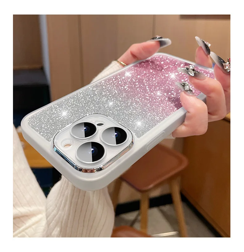 Elegant Glitter Shockproof Phone Case with Clear Silicone Back Cover