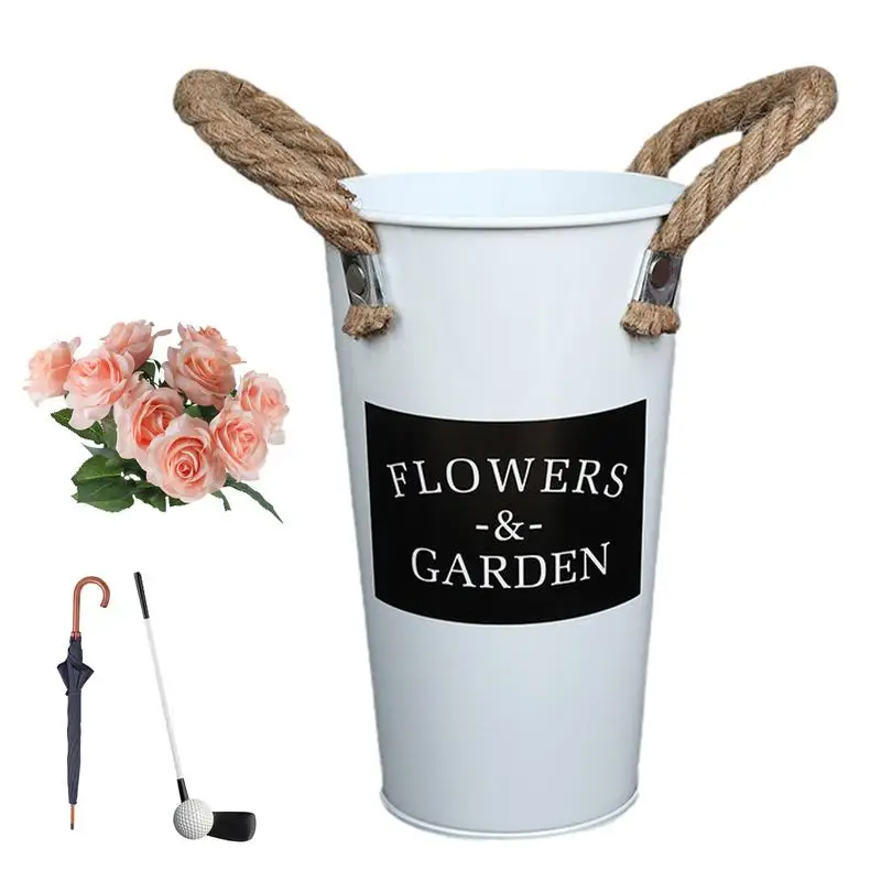Umbrella Holder Vintage Metal Stand with Handles Indoor Strong Free Standing Round Organizer umbrella holder