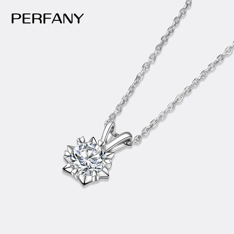 PERFANY 1-3CT Moissanite Women's Necklace S925 Pure Silver Snowflake Simulation Diamond Pendant Wedding High-end Jewelry
