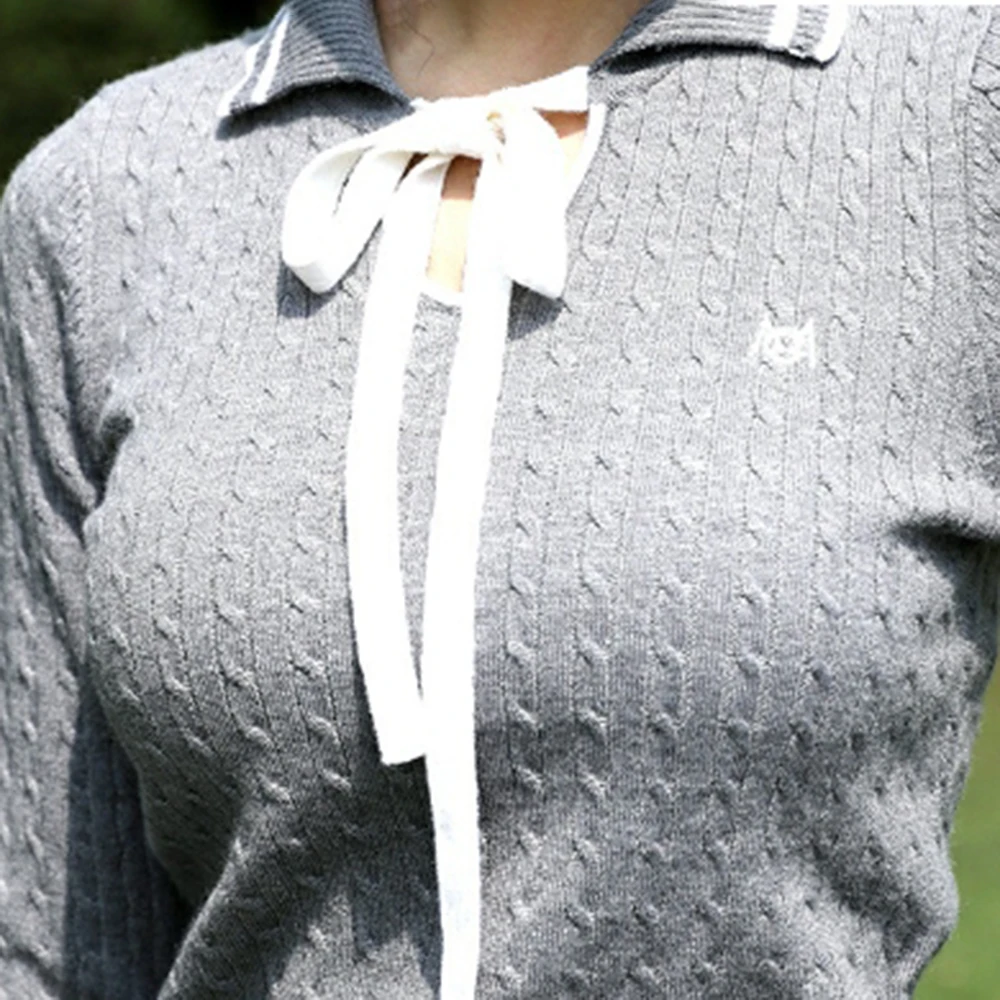 PGM Golf Sweaters Women Autumn Knitted Tops Soft Basic Long Sleeve Pullovers Comfortable, Warm, Fashionable Butterfly Ribbon Top