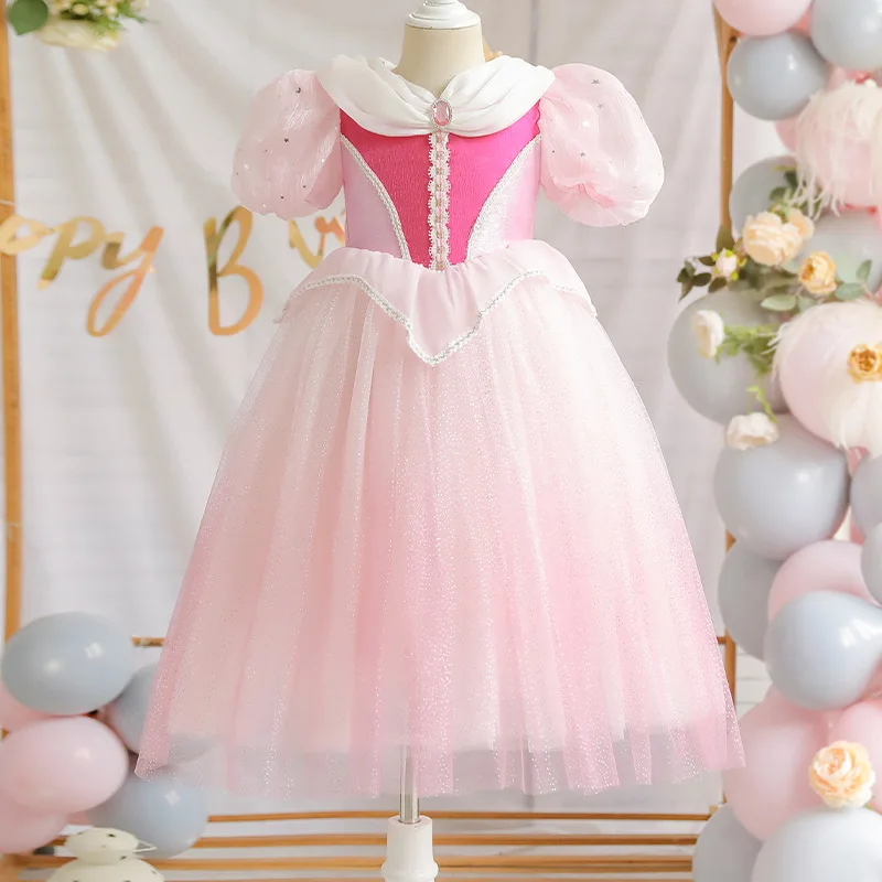 Robe princesse rose pour filles, tenue de bal pour enfants, tenue d' anniversaire, Costume d'halloween - AliExpress