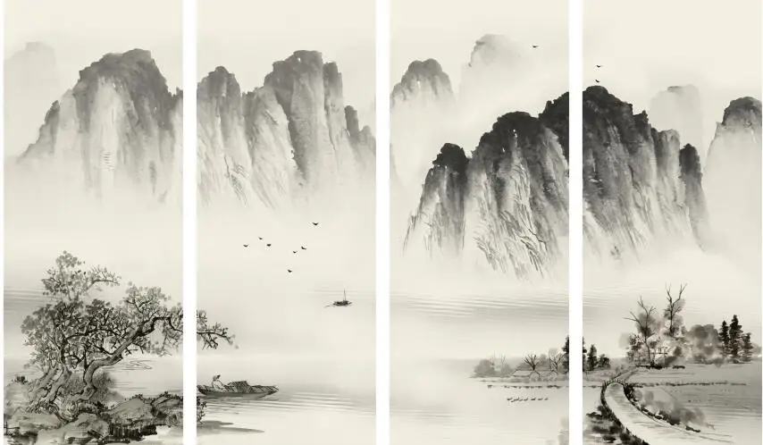

MT0970 Traditional Chinese Landscape Print Art Canvas Poster For Living Room Decor Home Wall Picture
