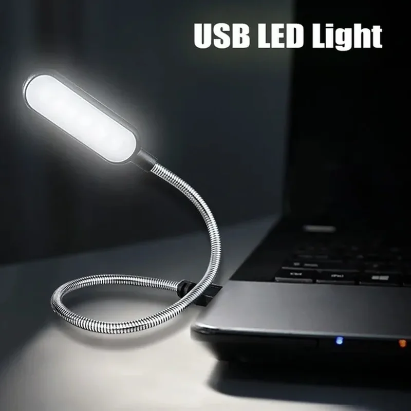 Mini luz nocturna USB para libros, lámpara de lectura Flexible para mesa, PC, ordenador portátil, Notebook