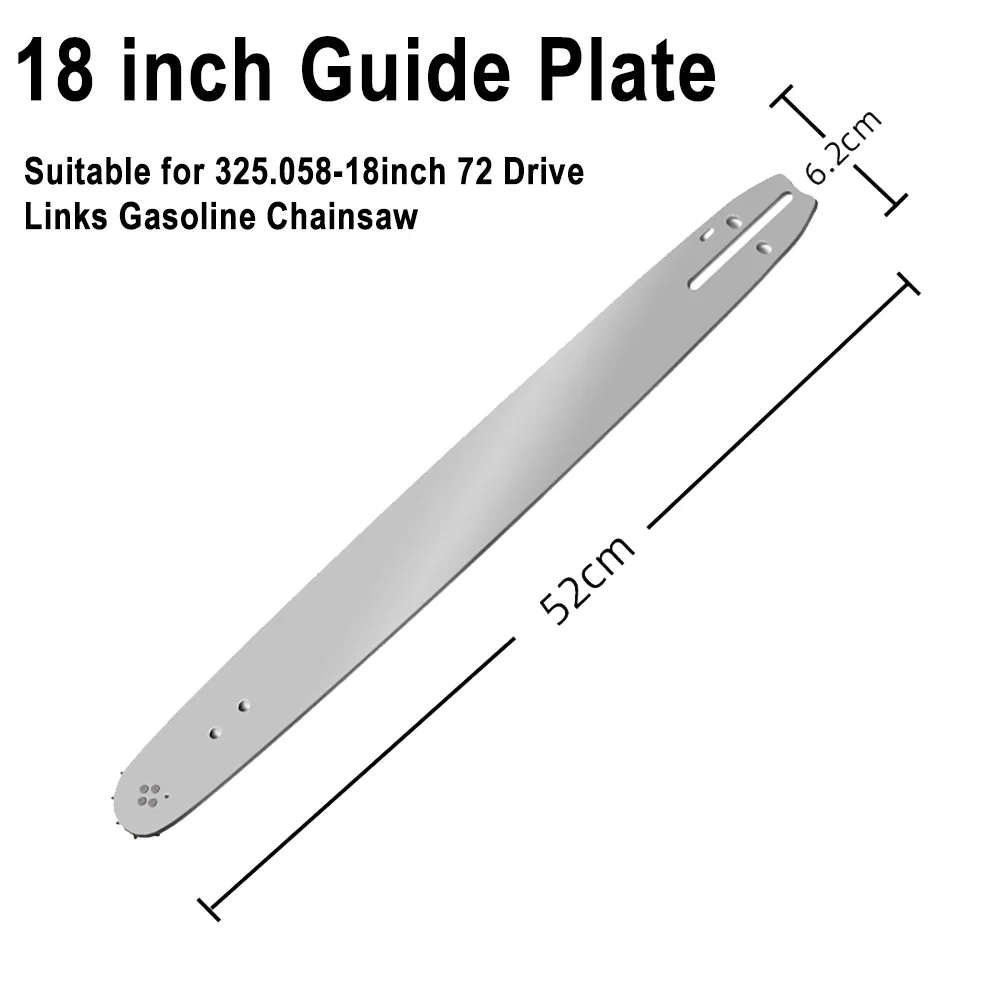 18 Inch Gasoline Saw 72 Drive Links 0.325 Pitch 0.058 Guide Alloy Rounded Cutters Petrol Chain Saw Blade