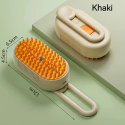 All-in-One Electric Pet Grooming Brush with Massage and Steam Spray Technology (Khaki)