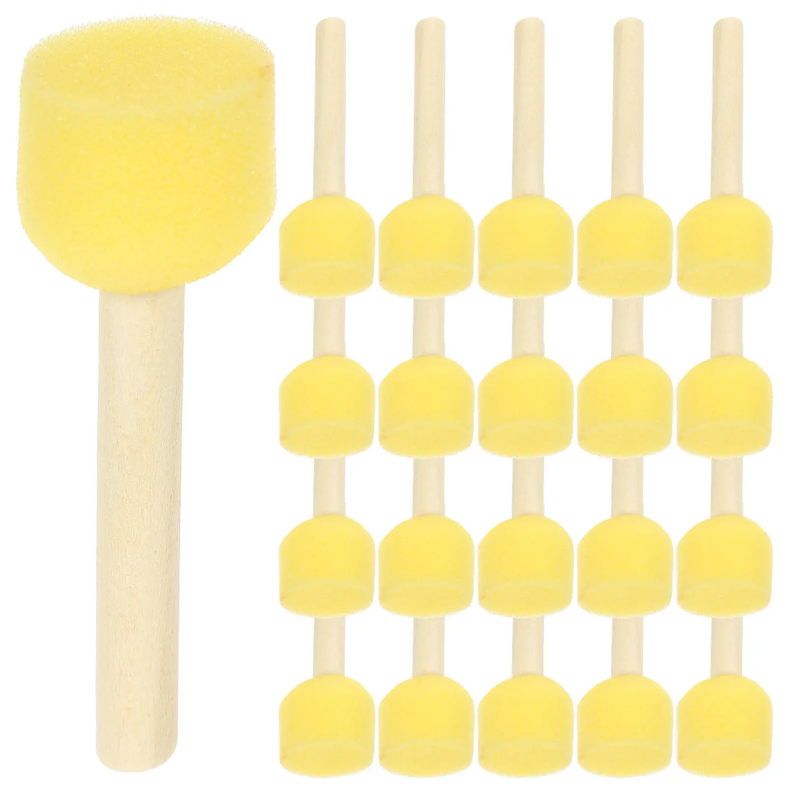 20Pcs 어린이 낙서 스폰지 브러쉬 나무 손잡이가 있는 휴대용 그림 도구 미술 수업 생일 파티 그림 그리기에 이상적