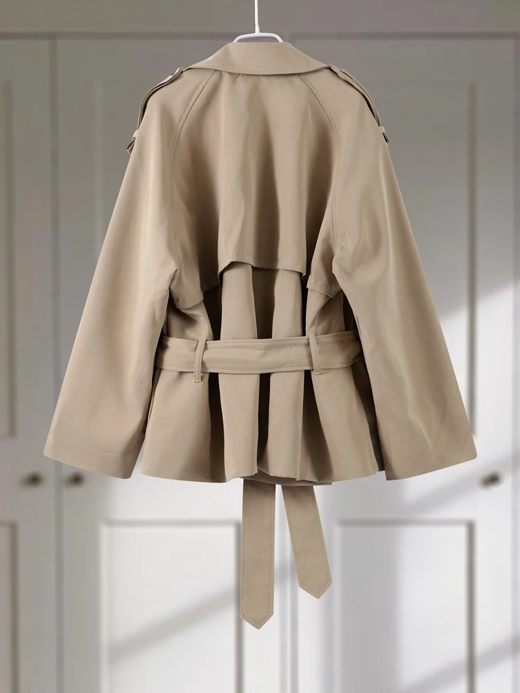 Revers Spitze Up Kurzen Graben Frauen Vintage drehen-unten Kragen Schulter Pad Langarm Taille Cinching Jacke Neue Chic ladyOuterwear – Detail 14