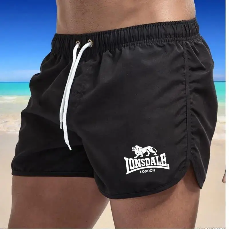 Men's Beach Shorts Lonsdale-Print Sport Running Pants Swimwear Movement Quick Dry Surf 3