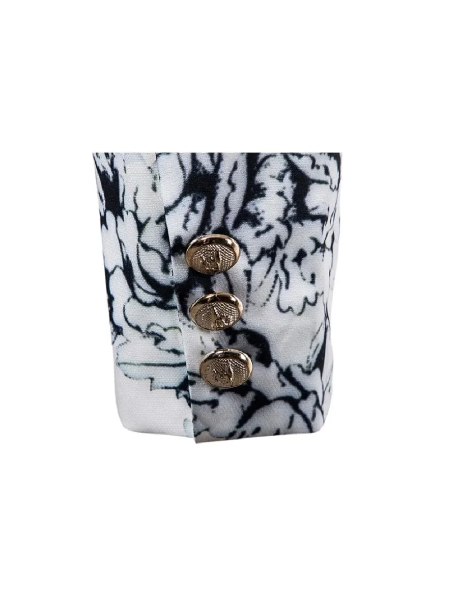 Description Picture 5 of item2024 Mens Floral Print Blazer Jacket Men Korean Trend Streetwear Hip Hop Casual Suit Male Slim Fit Blazers Masculino Homme Coat