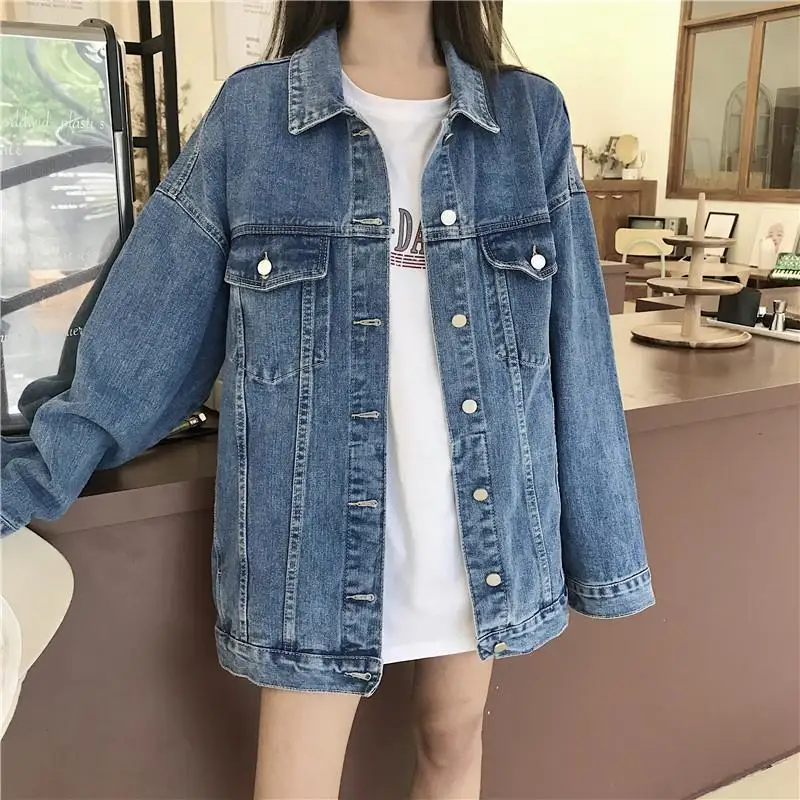 ZOUXO Jacket Women 2023 Spring Autumn New Fashion Kpop Denim Jacket Loose Versatile Long Sleeve Coat