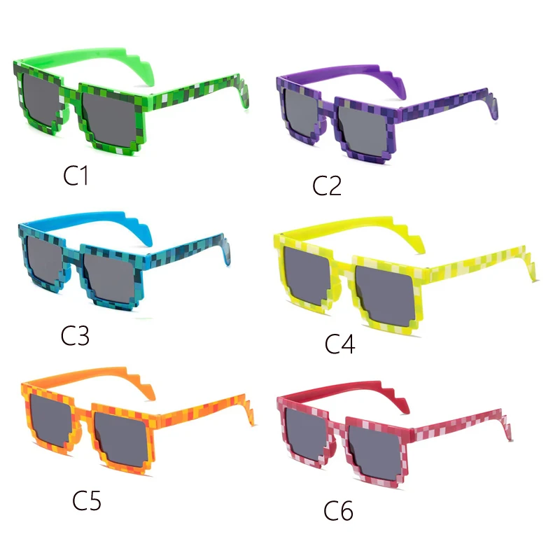 Fashion Sunglasses Children Kids New Fashion Creeper Glasses Novelty Mosaic Funny Goggles Boys Girls Pixel Eyewear