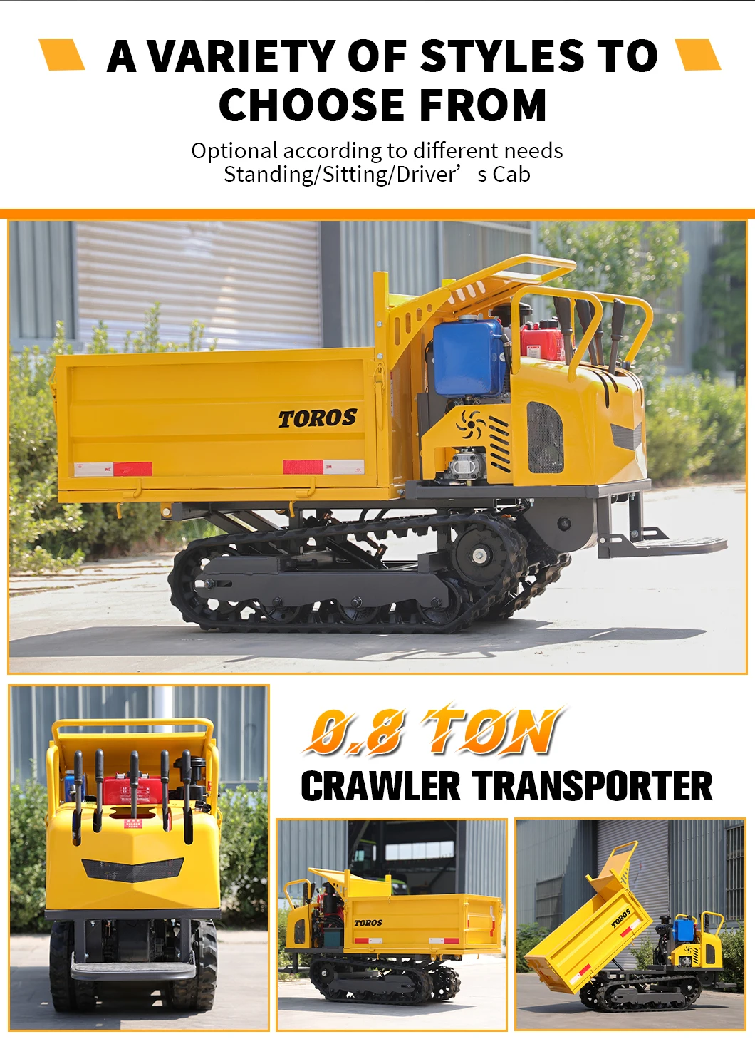 TOROS OEM ODM Personalisierter Raupentransporter Mini-Dumper Anpassbarer Hydraulischer Kipper für Kleinbetriebe – Detail 5