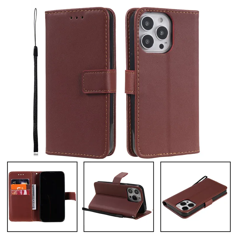 Leather Flip Wallet Case with Stand Feature