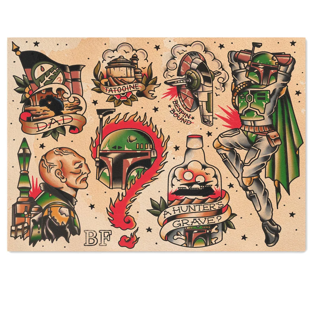 Description Picture 4 of itemVintage Traditional Tattoo Design Picture Wall Art Posters & Prints Retro Kraft Paper Poster Painting Wall Sticker Home Decor