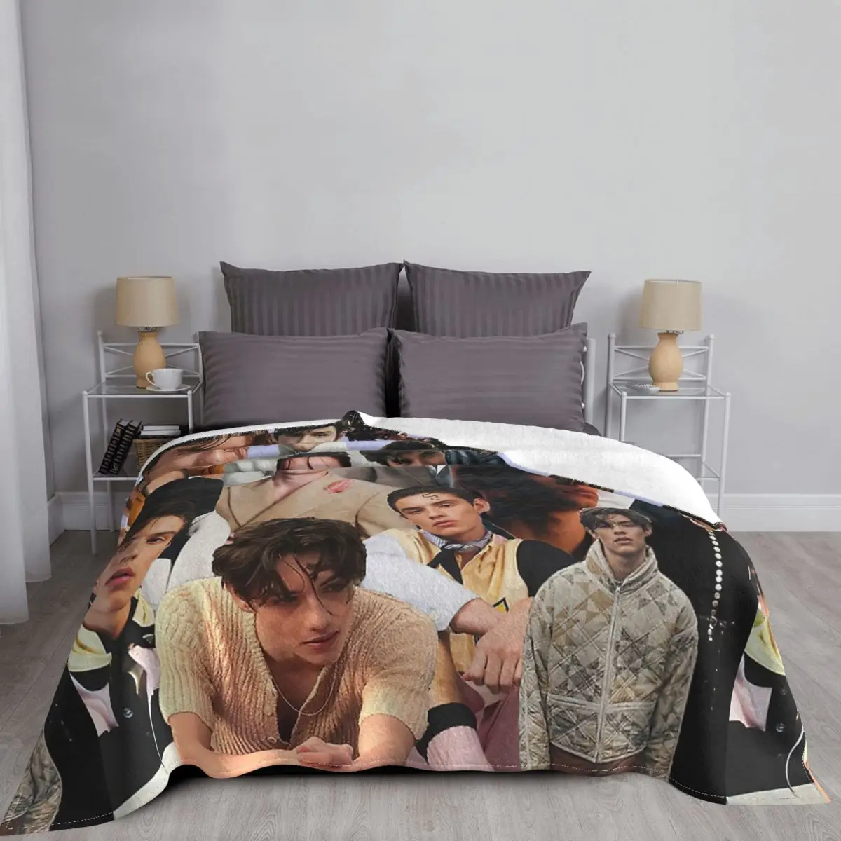 Louis Partridge Movie Fleece Blanket Star Actor Funny Throw Blanket for Home Hotel Sofa 125*100cm Bedspread