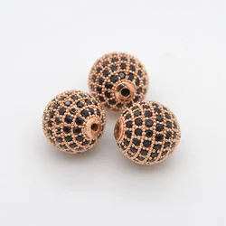 Gold and Silver Zircon Paved Spacer Beads for Jewelry Making - DIY Necklace & Bracelet Accessories (YZZ115-Rose Gold)