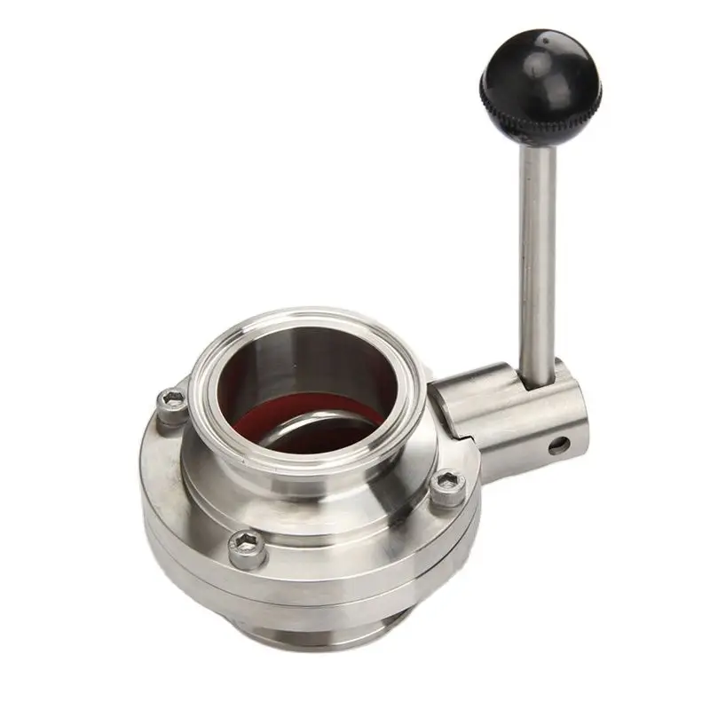 3/4 ''1'' 1-1/2 ''2'' 2-1/2 ''Tri Clamp วาล์วผีเสื้อดึงสุขาภิบาล 304 สแตนเลส 1