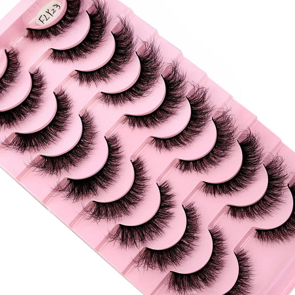 10 Pairs Faux Mink Eyelashes Handmade False Eyelashes Natural Nude Makeup Simulation Cross Messy Eye 3D Curly Eyelashes 4